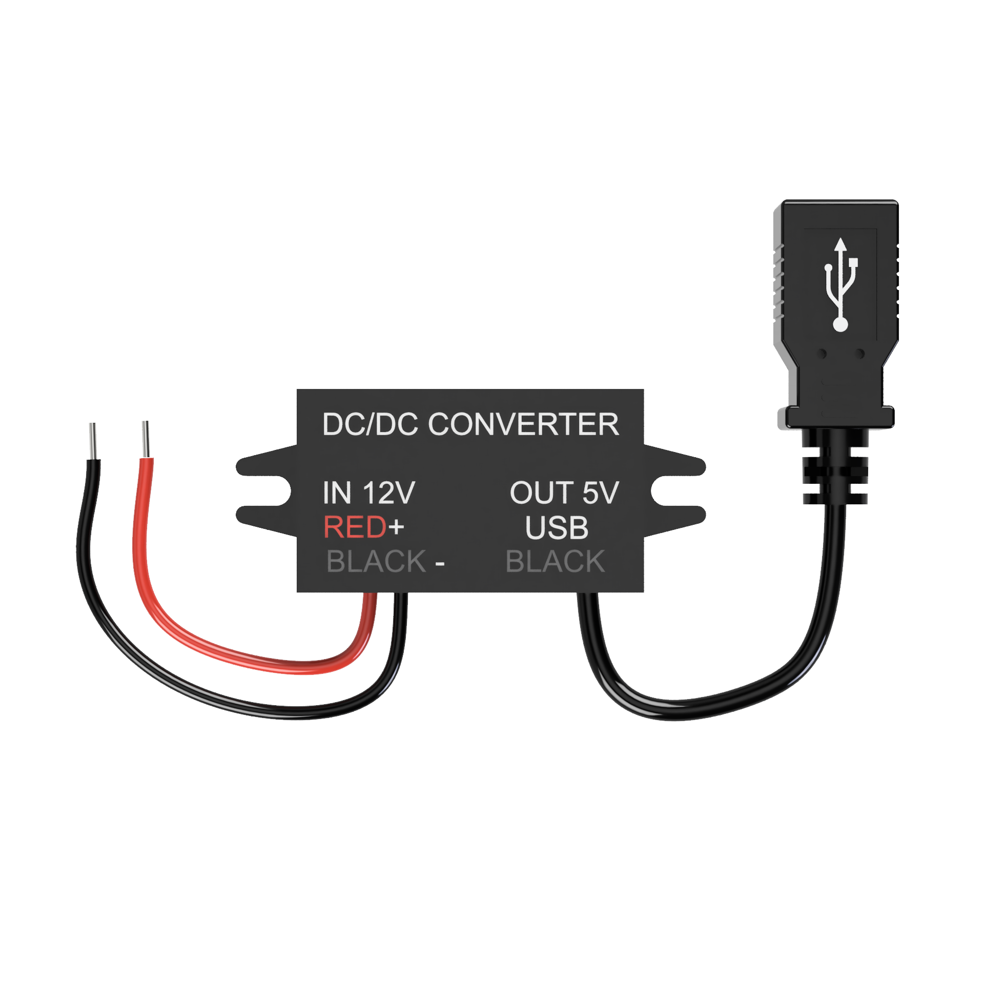 12VDC to 5VDC power adapter with USB A connector