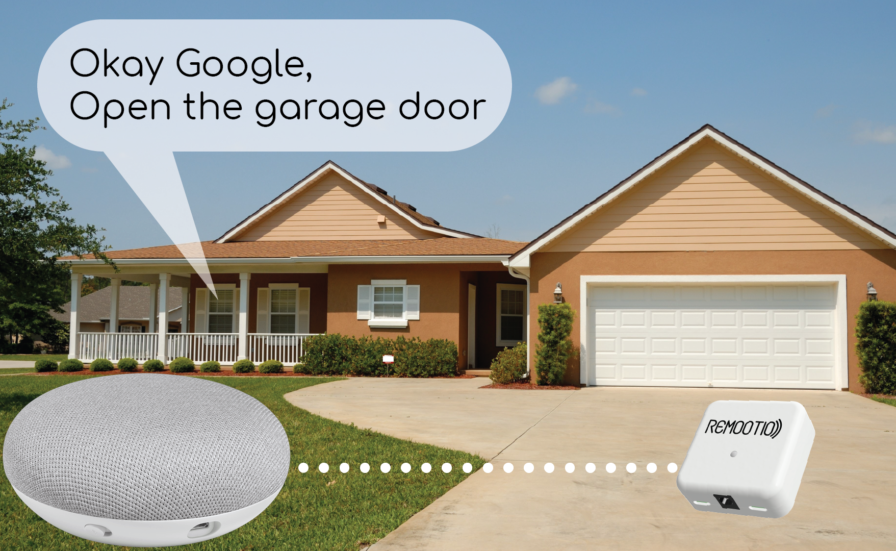Smart garage door opener with Google Home