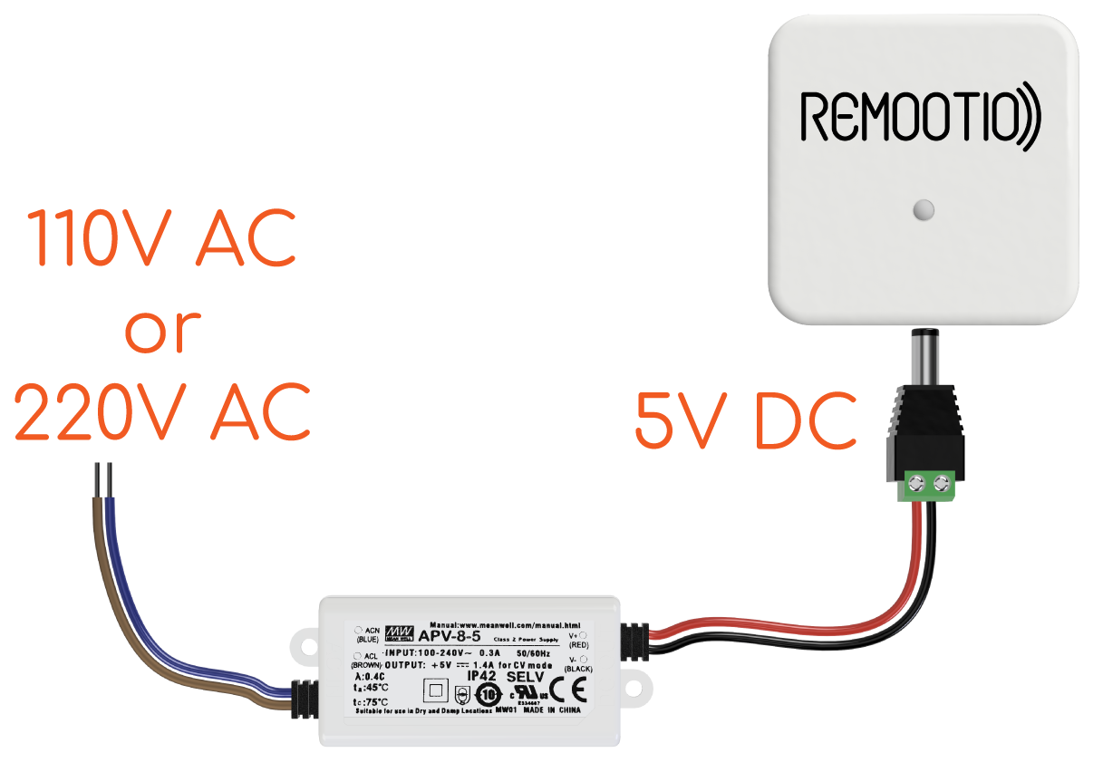 Remootio 2 wired power adapter (230V/110V to 5V)